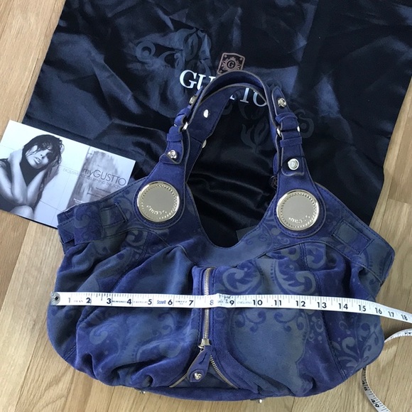 Vintage Gustto Hobo Budelli Printed Suede Leather Large boho bag - Picture 10 of 13